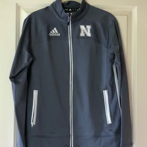 Women’s Adidas Nebraska Husker full zipper sweatshirt, gray, size small.